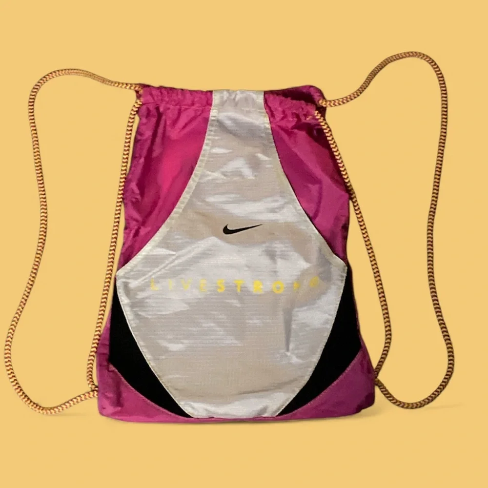 Nike LIVESTRONG Team Training Gym Bag Gymsack Pink&Yellow Backpack Rare EUC